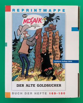 Mosaik Digedags originale Reprintmappe 15 Nummern 169 - 180 komplett mit Umkarton, Innenkarton, Beilage Blatt Skizzenblock Hegen sowie 12 Reprintheften in exzellentem Zustand