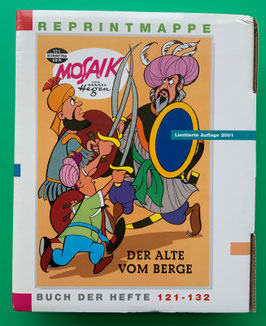 Mosaik Digedags originale Reprintmappe 11 Nummern 121 - 132 komplett mit Umkarton, Innenkarton, Beilage Skizze Runkel-Serie sowie 12 Reprintheften