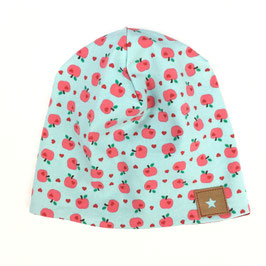 Beaniemütze Äpfelchen mint-rot