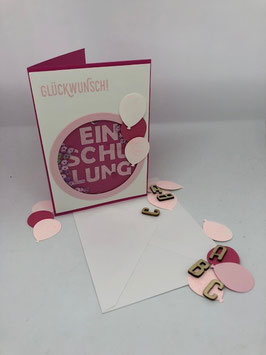 Einschulungskarte Schüttelkarte pink