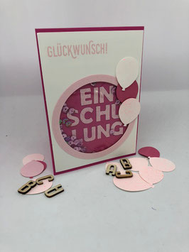Einschulungskarte Schüttelkarte rosa