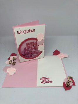 Einschulungskarte Schüttelkarte rosa