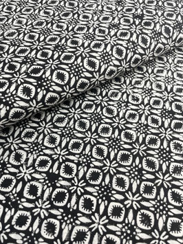 Blockprint Fabric Fior Black