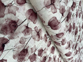 Aquarell Blumen Stoff aus Viskose Leinen – Altrosa Floral Print auf Natur – 70% Viskose 30% Leinen – 140 cm breit