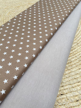 Baumwollstoff Beige & Beige mit Sternen – perfekt kombinierbar – hochwertiger Stoff für Baby & Deko – Verkauf je 0,50 m