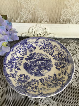 nr:B14 oud bordje blauw/wit barok paartje in landschapje