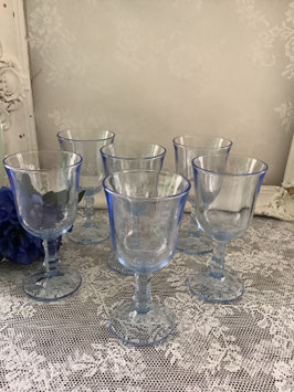 nr:A680 SET van 6 wijnglazen blauw glas