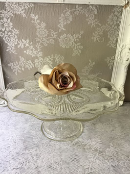 nr:A450 oude glas taartschaal bloem