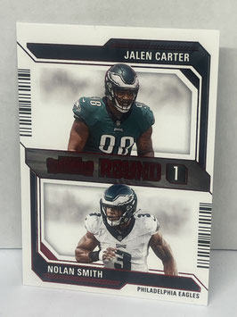 Jalen Carter/ Nolan Smith (Eagles) 2023 Contenders Round Numbers Red #6