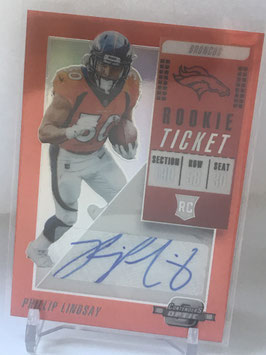 Philip Lindsay (Broncos) 2018 Contenders Optic Rookie Ticket Autograph Orange #200