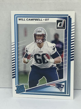 Will Campbell (Patriots) 2025 Donruss Rated Rookie #345