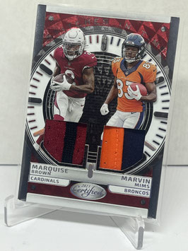 Marquise Brown/ Marvin Mims (Cardinals/ Broncos) 2023 Certified Stitches in Time Red #SITD-4