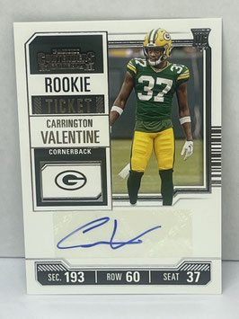 Carrington Valentine (Packers) 2023 Contenders Autographed Ticket #174