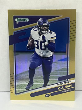CJ Ham (Vikings) 2021 Donruss Premium Press Proof Gold #130
