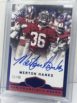 Merton Hanks (49ers) 2018 Plates & Patches Upper Echelon Autograph Blue #UE-MH