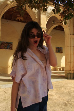 chemise fada petites fleurs parmes