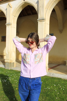 chemise pimpette carreaux roses et fleurs