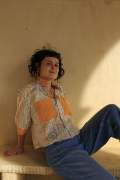 chemise pimpette fleur et moutarde