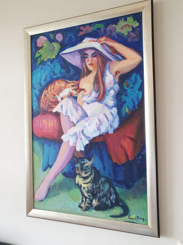 Model with two Cats