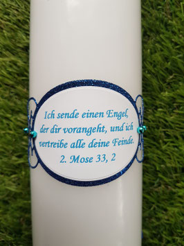 Spruch Ornament gedruckt nach Wahl / Dunkelblau-Türkis