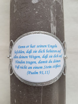 Spruch Ornament gedruckt nach Wahl / Silber-Türkis