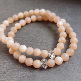 Armband Pfirsich Mondstein Herkimer Diamant