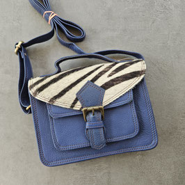 Kleine Koffertasche blau Zebraprint ZL 237
