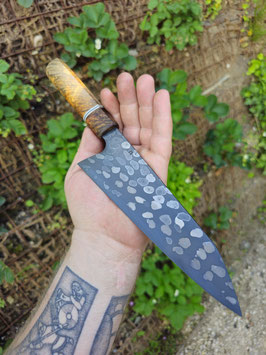 Santoku - Stainless Raindrop 1.2419 - Maple Burl