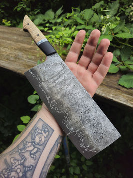 Cleaver Fulltang - Silverline San Mai 1.2419 - WHITE KOA