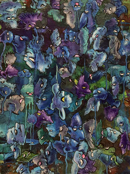 Buncha Blue Beings and Purple People Heaters 16" x 20 "