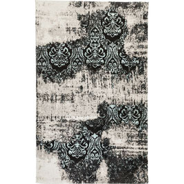 Kare Tappeto Kelim Ornament Nero/Celeste