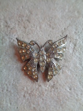Broche papillon strass 50's