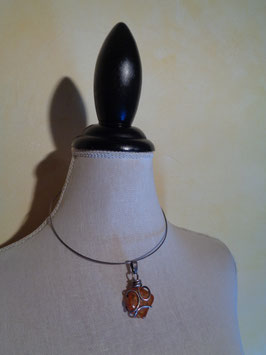 Collier argent et ambre