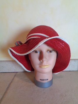 Cloche paille rouge