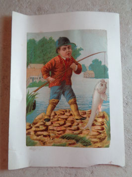 Carte chromo pêcheur 1910