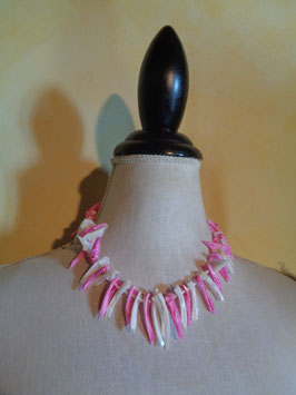 Collier corail rose et blanc