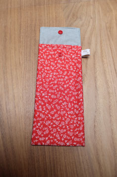 Etui BAD fleuri rouge