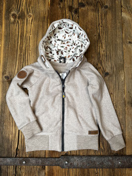 Baumwollfleecejacke hellbeige mit Bären