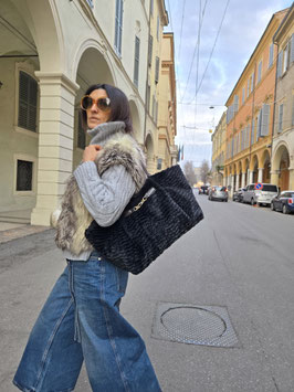KATHERINE shopper simil Astrakan nero