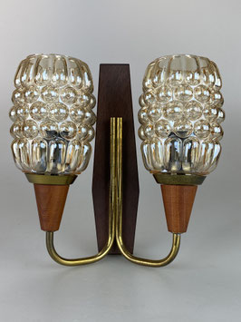 60er 70er Jahre Wandleuchte Wandlampe Lampe Wall Tütenlampe Teak Design 60s 70s