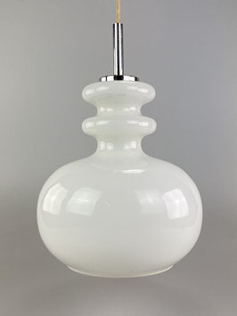 70er Jahre Lampe Leuchte Hängelampe Deckenlampe Weiß Space Age Design Glas 70s