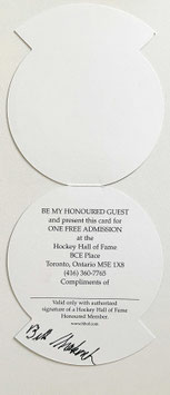 Bill Quakenbush, signed Invitation Hockey Hall of Fame