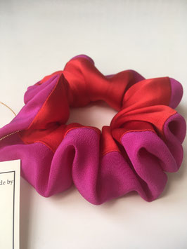 Bicolor fucsia e rosso 100% seta