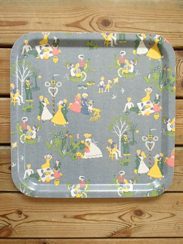 Jobs Handtryck kvadratisk bricka "midsommar" / ヨブス　トレイ「夏至祭」