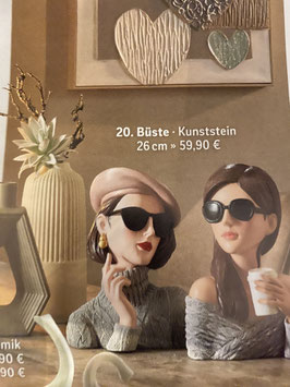 Formano Büste Frau mit Hut-Sonnenbrille-Kaffeebecher