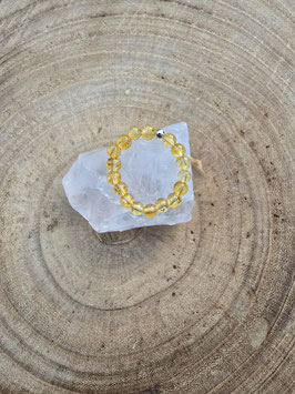 Fingerring Citrin/925 Silber Perle, mit elastischem Gummiband