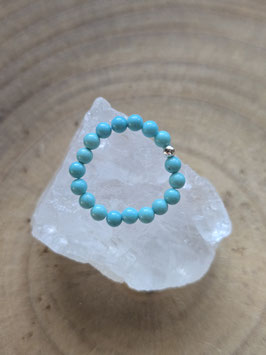 Fingerring Türkis/925 Silber Perle, mit elastischem Gummiband