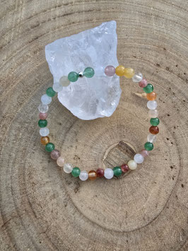 Grüner Aventurin, Bergkristall, Weisse Jade, Jade Gold, Erdbeerquarz