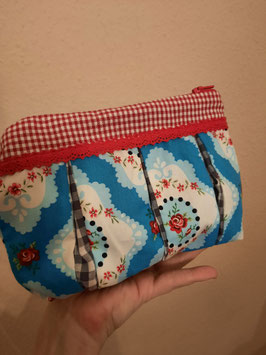 Kosmetiktasche mit Kellerfalten BLAUE ROSE