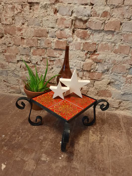 VINTAGE BLUMENBANK ORIGINAL 1960er / 1970er JAHRE BOHO STYLE BLUMENTISCH KACHELN SCHMIEDEEISEN